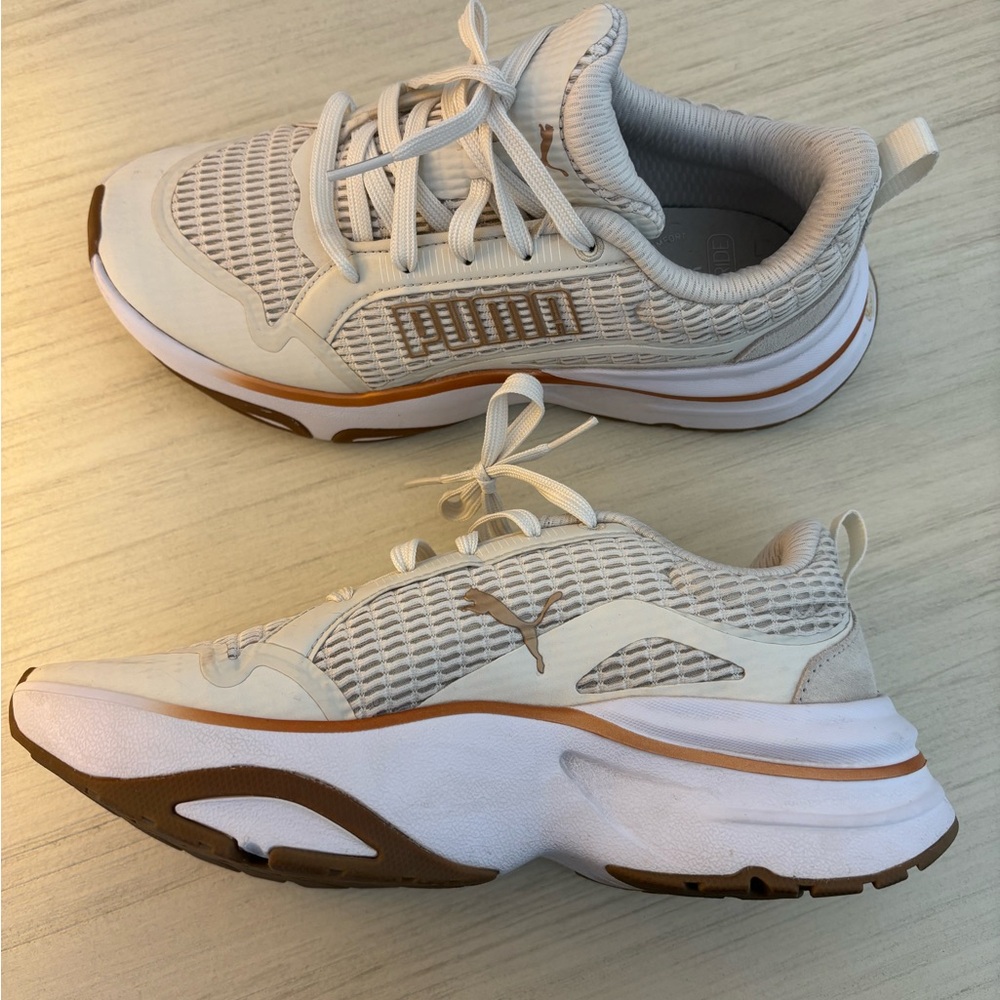 Puma Women's White and Tan Sneakers